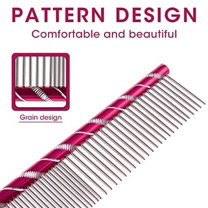 MEKBOK Dog Comb Grooms Cats As Well - for Medium to Thick Coats - 8 Inch Length - Rounded Spine - Grooming Tool for Mats and Shedding (Red) - color: Red