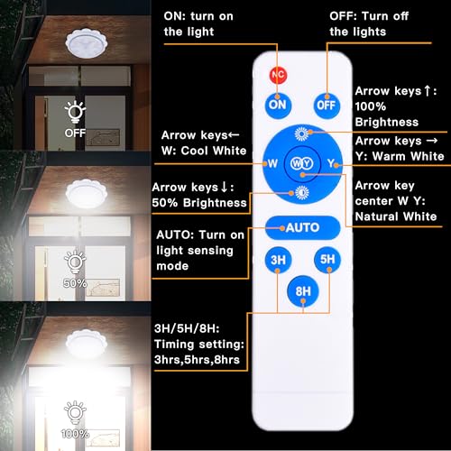 MEIHONG Solar Lights Indoor Home, Solar Shed Lights,Porch Ceiling Light with Remote (2 Pack/White) - color: 2 Pack/White
