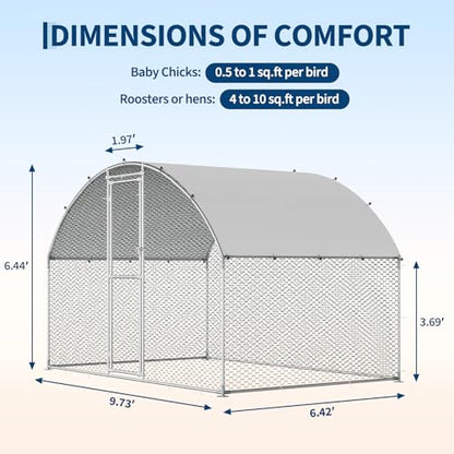 Garvee Chicken Coop, Chicken Run 6.56 x 9.84 x 6.56 ft for 6/10 Chickens, Outdoor Walk in Poultry Cage with Anti-UV Cover and Waterproof - size: 78.7"L x 118.1"W x 78.7"H