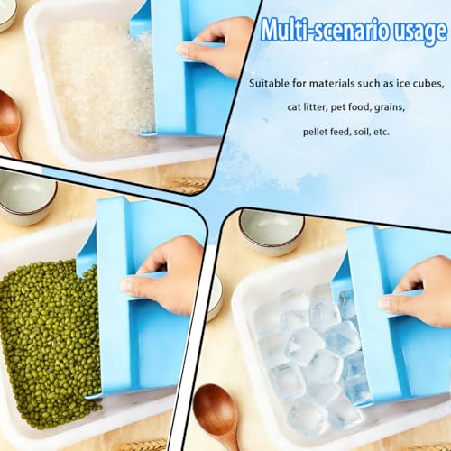 2 Pack Large Feed Scoop,128 oz Plastic Grain Scoop with Side Handle,Blue Multi Purpose Feed Scoop for Livestock,Bucket Ice Scoop Suitable for Dry Feed for Poultry,Horses Other Livestock Animals