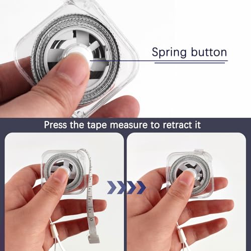 GDMINLO Square Transparent Soft Tape Measure, Dual-Scale 79inch/200cm for Body Measuring, Mini Tape Measure with Hand Strap for Tailoring, Sewing and Weight Tracking (White)
