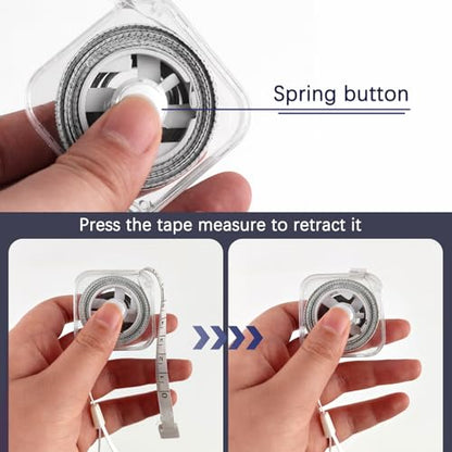 GDMINLO Square Transparent Soft Tape Measure, Dual-Scale 79inch/200cm for Body Measuring, Mini Tape Measure with Hand Strap for Tailoring, Sewing and Weight Tracking (White)