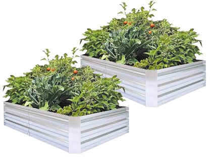 Galvanized Raised Garden Beds 2-Pack (6x3x1ft Each) – Popular Heavy-Duty Metal Planter Box with 4 Support Bars for Vegetables, Herbs, Flowers, Space-Saving Size for Small Yards & Patios - size: 6x3x1ft (2 pcs)