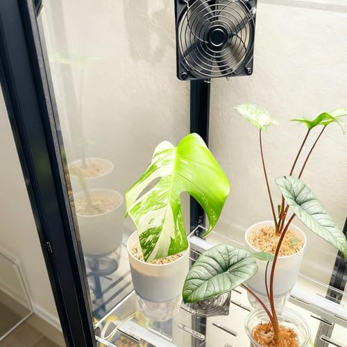 Adjustable Fan Grill Mount Bracket, Compatible with Popular Greenhouse Cabinets Like Milsbo and AC Infinity Fans, Secure Clip for Enhanced Ventilation (120mm Fan Mount- White)