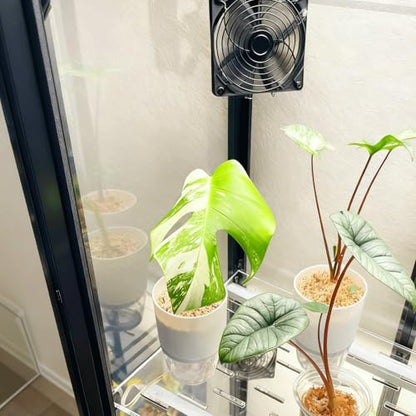 Adjustable Fan Grill Mount Bracket, Compatible with Popular Greenhouse Cabinets Like Milsbo and AC Infinity Fans, Secure Clip for Enhanced Ventilation (120mm Fan Mount- White)