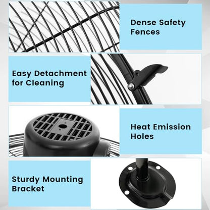 Tangkula 20 Inch Wall Mount Fan with Aluminum Blades, Industrial 3-Speed Oscillating Metal Wall Fan, Heavy Duty for Shop, Commercial, Garage, Warehouse, Workshops & Factory - style: 1-Pack