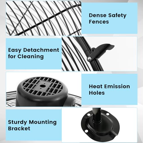 Tangkula 20 Inch Wall Mount Fan with Aluminum Blades, Industrial 3-Speed Oscillating Metal Wall Fan, Heavy Duty for Shop, Commercial, Garage, Warehouse, Workshops & Factory - style: 1-Pack