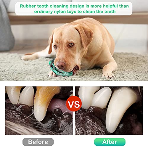 Pawzone 2 Pack Squeaky Dog Toys for Aggressive Chewers Large Medium Small Puppy Interactive Dog Chew Toy Durable Rubber Indestructible Tough Ball (Blue Green) - color: 2 pack blue green