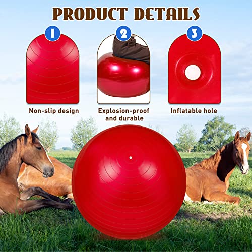 Sotiff 2 Pcs 40 Inch Horse Ball for Play Large Horse Big Equine Herding Anti Burst Dog Ball Soccer Giant, Pump Included(40 Inch,Red) - color: Red