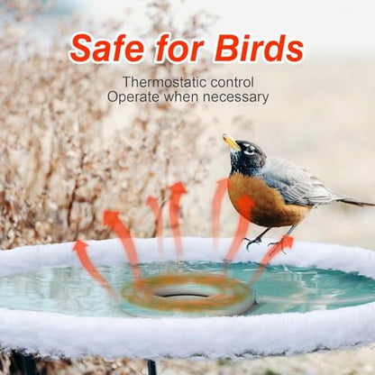 Bird Bath Heater, 70W 120V Automatic Birdbath Deicer for Winter, Outdoor Birdbaths and Animal Water Bowls, Chicken Coop Water Deicer, Cast Aluminum, 48±5°C Thermostat Control for Patio Garden