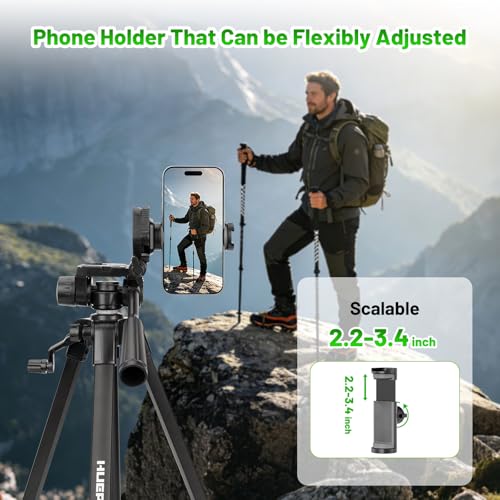 Laser Level Tripod, Huepar 47” Tripod for Cross Line Laser Distance Measures, Phone and Camera, Aluminum Professional Tripod Stand with 1/4" Thread Mount, Carry Bag and Phone Holder, ET11 - size: 47 inch
