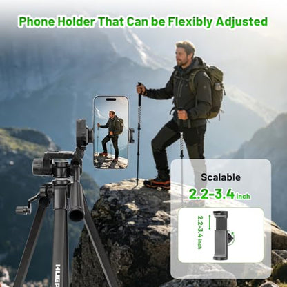 Laser Level Tripod, Huepar 47” Tripod for Cross Line Laser Distance Measures, Phone and Camera, Aluminum Professional Tripod Stand with 1/4" Thread Mount, Carry Bag and Phone Holder, ET11 - size: 47 inch