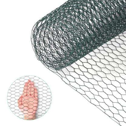 Chicken Wire, 15.7 x 90.5 Inches, Green, Hexagonal Mesh, Galvanized Metal Poultry Wire Netting for Crafts, Poultry, Garden - size: 15.7"x90.5"