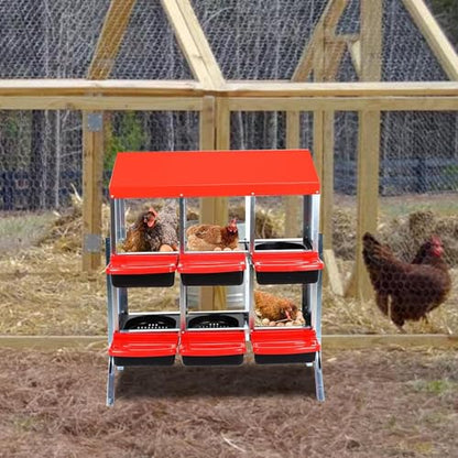 Chicken Nesting Boxes,6 Compartment Nesting Boxes for Laying Eggs with Legs,Wall Mount Poultry Roll Away Chicken Laying Boxes,Easy Egg Collection,Cleanable Pull Out Hen Roosting Boxes