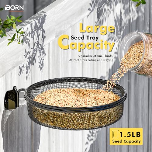 iBorn Wall Mounted Bird Feeder Tray,Metal Mesh Tray for 7.3”Wild Bird Seed Tray Tree Mount, Widely Installed on Wooden Post, Fences, Trees and Walls, Pack of 2 - size: Mesh Tray, Pack of 2