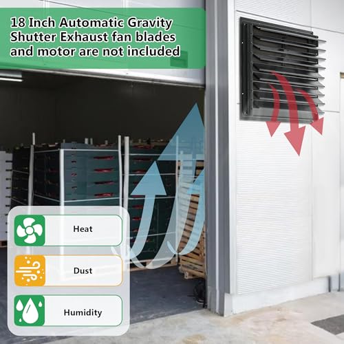 AIWFL 18 Inch Aluminum Automatic Exhaust Shutter Louver Vent, Automatic Gravity Shutter Louver Vent for Home Attics, Workshops, Barn, Greenhouse