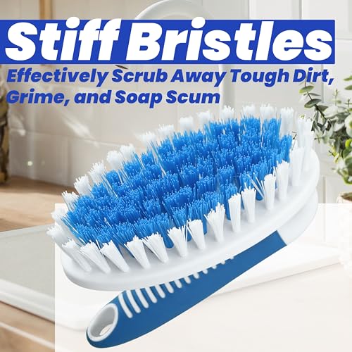 Scrub Brush, 2 Pack Household Cleaning Brushes with Stiff Bristles, Scrubbing Brush for Carpet, Shower, Bathtub, Kitchen, Pool Tile, Bathroom Scrubber - size: Large