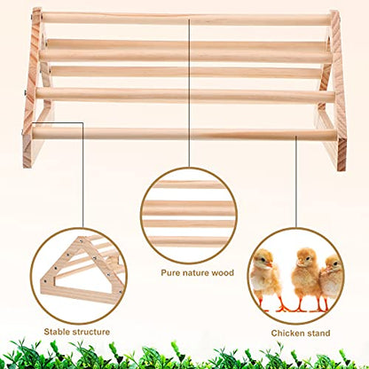 Patelai 2 Pcs Wooden Chicken Perch Large Chick Roosting Bar Jungle Gym Perch Toys for Chicken Coop & Brooder, Bird Parrot Hens Baby Chick Backyard Supplies (14.8 x 10.6 x 7.1 Inch)