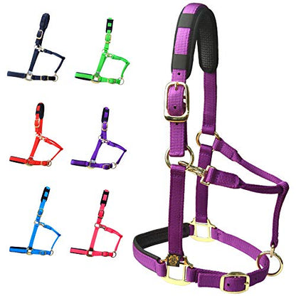 T TEKE Adjustable Horse Halters by Heavy Duty Soft Nylon, Padded with Anti-rubbing Waffle Neoprene on Both Crown & Nose - color: Purple, size: X Full (XL)