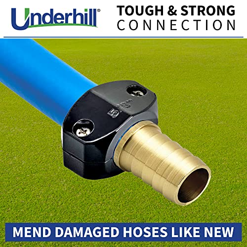 Underhill Garden Hose Repair Kit, Clamp Connectors, Clamps with Coupling, Heavy-Duty Brass Fittings, Menders with Clamp (5/8" Coupling Clamp) - size: 5/8", style: 5/8" Coupling Clamp