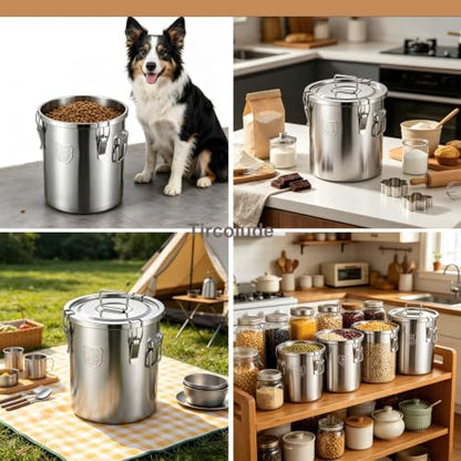 304 Stainless Steel Flour Canister, 9L/2.4Gal Airtight Metal Canisters with Lids, Stainless Steel Storage Containers for Kitchen Outdoor - size: Standard 9L/2.4gal