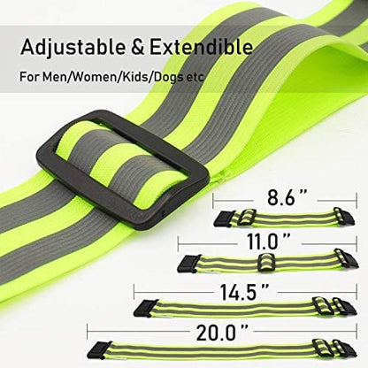 Reflective Running Gear Belt for Night Walking/Running, Visibility Bands for Runners, Cyclists - Bicycle Pants Cuff Clips, Arm/Ankle/Leg Safety Bands (2 Bands)