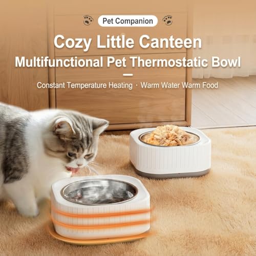 Heated Water Bowl, with Waterproof Design, Keeps Water Warm (35-40°C) in Gardens, Thermostatic Control Anti-Freeze Heated Pet Water Bowl for Chicken,Duck,Goose,Rabbit (Gray)