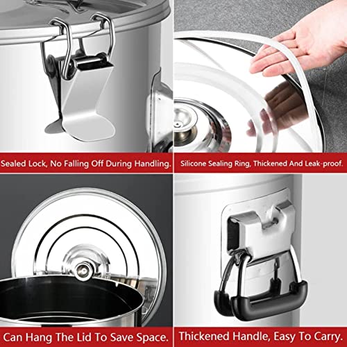 Milk Barrel, 25-105L Milk Cans Wine Pail Bucket Milk Jug Oil Barrel Tea Canister, 304 Stainless Steel Silicone Seal Tank Heavy Duty Dairy Pot for Liquid Solid Storage,25L,75L - size: 75L
