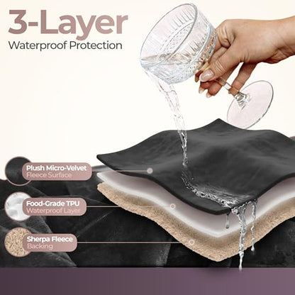 Sacred Weapon Waterproof Blanket for Bed, Sofa & Couch — Sherpa Fleece Splash & Stain Proof Blanket — Soft, Leakproof & Hypoallergenic — Period & Postpartum — Large Black 80x80 - color: Black, size: Large (80"x 80")