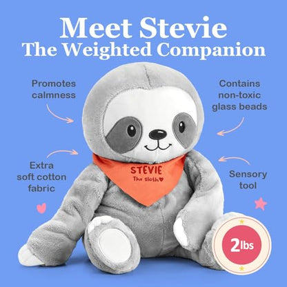 Lilly's Love Weighted Stuffed Animals for Kids — 2.5lb Calming Sloth Plush for Anxiety, ADHD & Sensory | Machine Washable Weighted Stuffed Animal w/Removable Insert | Stevie The Sloth - color: Sloth 2.5lb