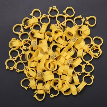 100Pcs 8MM 001 to 100 Numbered Plastic Letter Pigeon Bird Leg Bands Rings, Pigeon Identify Rings, Training Supplies Leg Number Bird Bands for Letter Pigeon (Yellow) - color: Yellow
