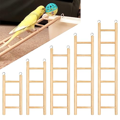 5pcs Wooden Bird Ladder for Parrots Cage 5 Basic Sizes Perch Parakeet Climbing Toys Hanging Pet Natural Step Cockatoo Lovebirds