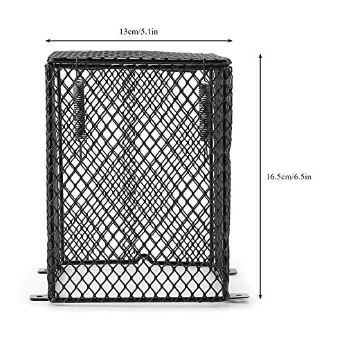 Hffheer Heater Guard Anti-Scald Reptile Heating Lamp Shade Heat Lamp Light Mesh Cover Day Night Ceramic Light Bulb Heating Lampshade(Cubiod)