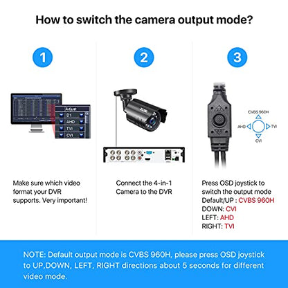 ZOSI 2.0MP 1080P HD 1920TVL Security Camera Hybrid 4-in-1 TVI/CVI/AHD/960H CVBS CCTV Camera Outdoor Indoor,80ft IR Night Vision,Weatherproof Bullet Camera For analog Surveillance DVR(Black) - size: 0CH+1Cam+0TB