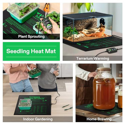 VIVOSUN 20"x20.75" Seedling Heat Mat with Built-in Temperature Controller, UL & MET-Certified Waterproof Plant Heating Pad for Germination, Hydroponics, Brewing, Breeding, and Greenhouses - size: 20"x20.75"