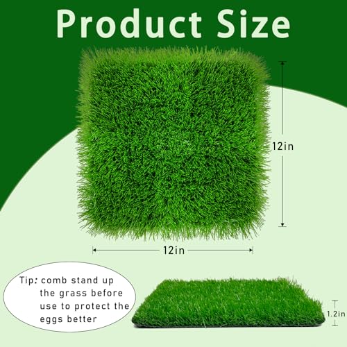 6 Pack Chicken Nesting Pads-12×12", Artificial Thicken Washable Grass Nesting Box Liners Pads Reusable Laying Eggs Bedding for Chickens Coop Pet Indoor Outdoor