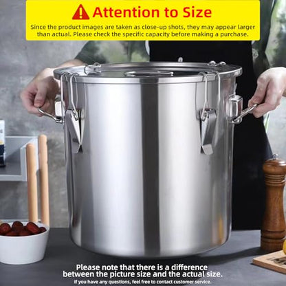 304 stainless steel food storage containers with lids lock clips airtight container large airtight for rice flour sugar grain coffee bean storage containers Kitchen jar (3.17gal/12L) - size: 3.17gal