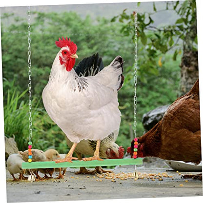 Natural Wood Chicken Perch with Swing and Ladder Pet Climbing Playground for Poultry Entertainment Coop Accessory to Reduce Boredom and Encourage Chewing Random Color