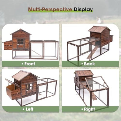 Large Wooden Chicken Coop, 160IN Outdoor Chicken Cages and Run with Nesting Boxes for 2-8 Chickens, Hen Run Poultry Pet House Rabbit Hutch with Waterproof Roof & Removable Tray for Backyard (Two) - size: TWO