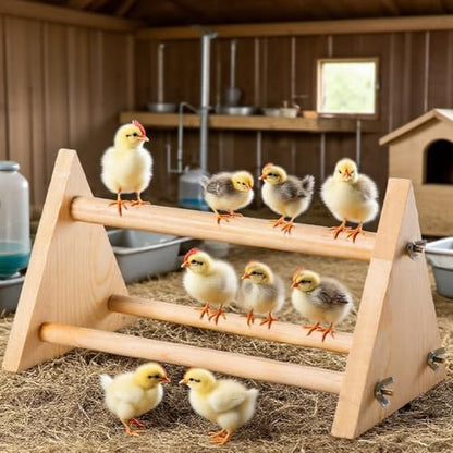 Chicken Perch for Coop -size13 L x 5.9" W x 6.5" H- Heavy Duty Poultry Roosting Bar with Natural Pine Wood-Durable Chicken Coop Accessories，Chick Perch Training Toys for Bird Baby Chicks Parrot