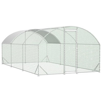 Large Chicken Coop Metal Chicken Run with Waterproof and Anti-UV Cover Dome Shaped Walk-in Fence Cage Hen House for Outdoor and Yard Farm Use 1" Tube Diameter - size: 9.8X19.6FT