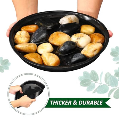 PATIKIL 5 Pack Plastic Plant Saucer, 16 Inch Plant Tray for Pots Round Plant Dish Plant Drip Trays Water Tray for Indoors Outdoors Garden, Black - size: 16 Inch