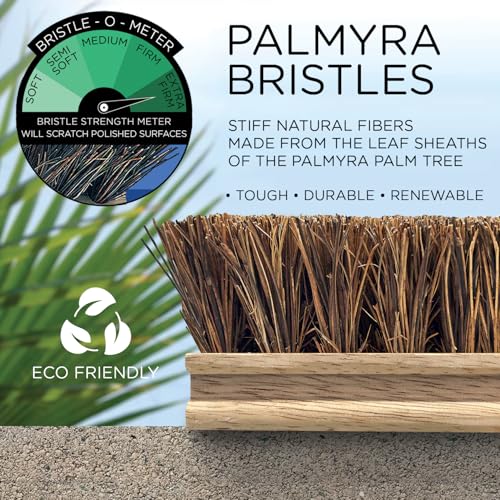 LOLA Deck Scrub Brush, 9" x 3.5" Head w/Palmyra Bristles for Outdoor Cleaning, Removes Dirt & Grime from Patios, Decks, Grout, 9 Pack - size: 9 Pack, style: Palmyra Deck Broom -Steel Handle