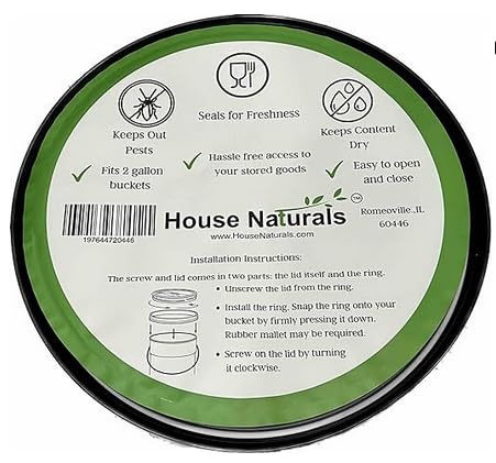 House Naturals 2 Gallon Food Grade Plastic Bucket with Screw on lid- 3 Colors- Made in USA containers- Pack of 3