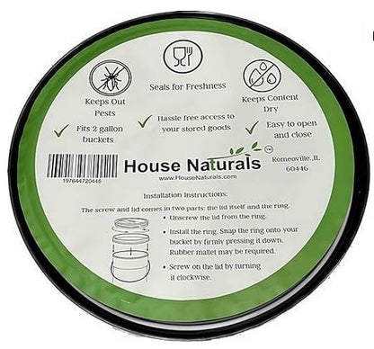 House Naturals 2 Gallon Food Grade Plastic Bucket with Screw on lid- 3 Colors- Made in USA containers- Pack of 3