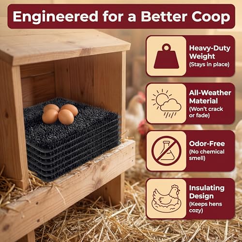 6 Pack Ultra Soft Washable Chicken Nesting Pads for Chicken Coop — Premium Food Grade Mats — 100% BPA Free — Durable & Easy to Clean Reusable Nesting Pads - size: 6 Pack