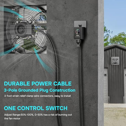 iPower 20 Inch Wall Mounted Shutter Exhaust Fan with Speed Controller and Power Cord Kit, Aluminum, 1200 RPM, 3368 CFM, for Attic, Garage, Louvered Vent, Plant, Greenhouse, Silver - size: 20 Inch, style: Speed Controller Exhaust Fan(with Power Cord)