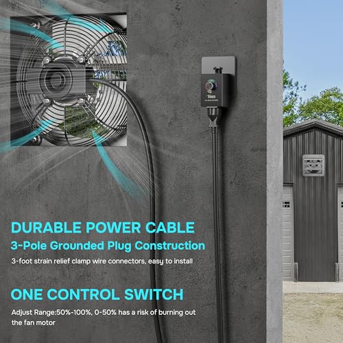 iPower 18 Inch Wall Mounted Shutter Exhaust Fan with Speed Controller and Power Cord Kit, Aluminum, 1400 RPM, 2000 CFM, for Attic, Garage, Louvered Vent, Plant, Greenhouse, Silver - size: 18 Inch, style: Speed Controller Exhaust Fan(with Power Cord)