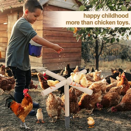 Chicken Perch Toy for Coop - Wooden Stand with Metal Plug - Backyard Poultry Accessory for Roosters, Chicks, Parrots - Fun Chicken Coop Swing