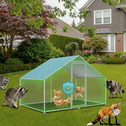 Vipbear Large Metal Chicken Coop Run with Immersed Wire Mesh, Chicken Coop for 8 Chickens Heavy Duty Chicken Run in for Yard with Waterproof Cover and Secure Lock,236'' L x 118''W x 77''H - size: 6M(237''X 77''X118'')